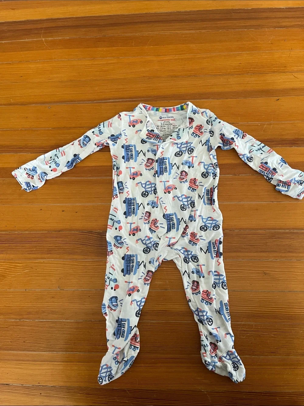Magnetic Me Blue and White Kids Footed One-Pieces - 3-6 months